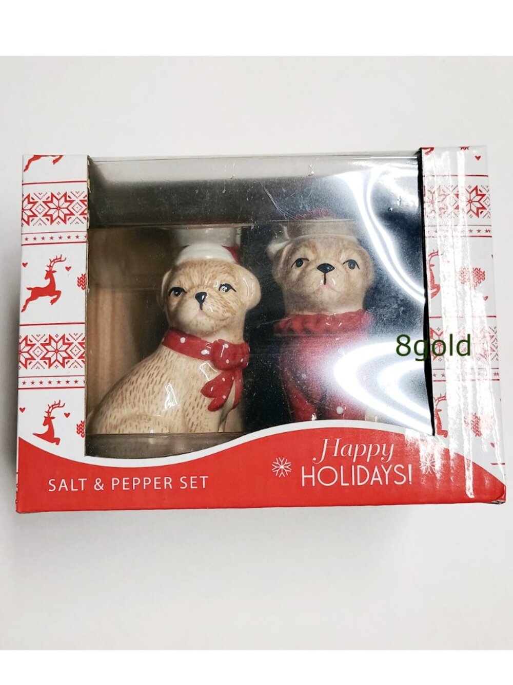 Christmas Dogs Salt and Pepper Set Winter Holiday